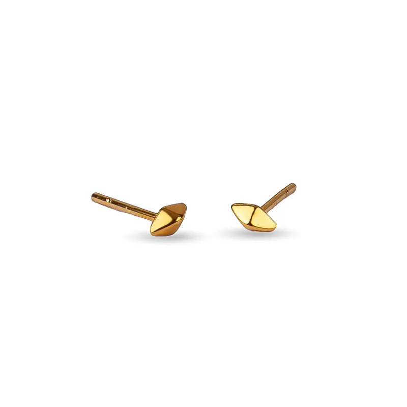 Tiny Rhombus Stud Earrings in Silver with 24ct Gold sold by Henryka