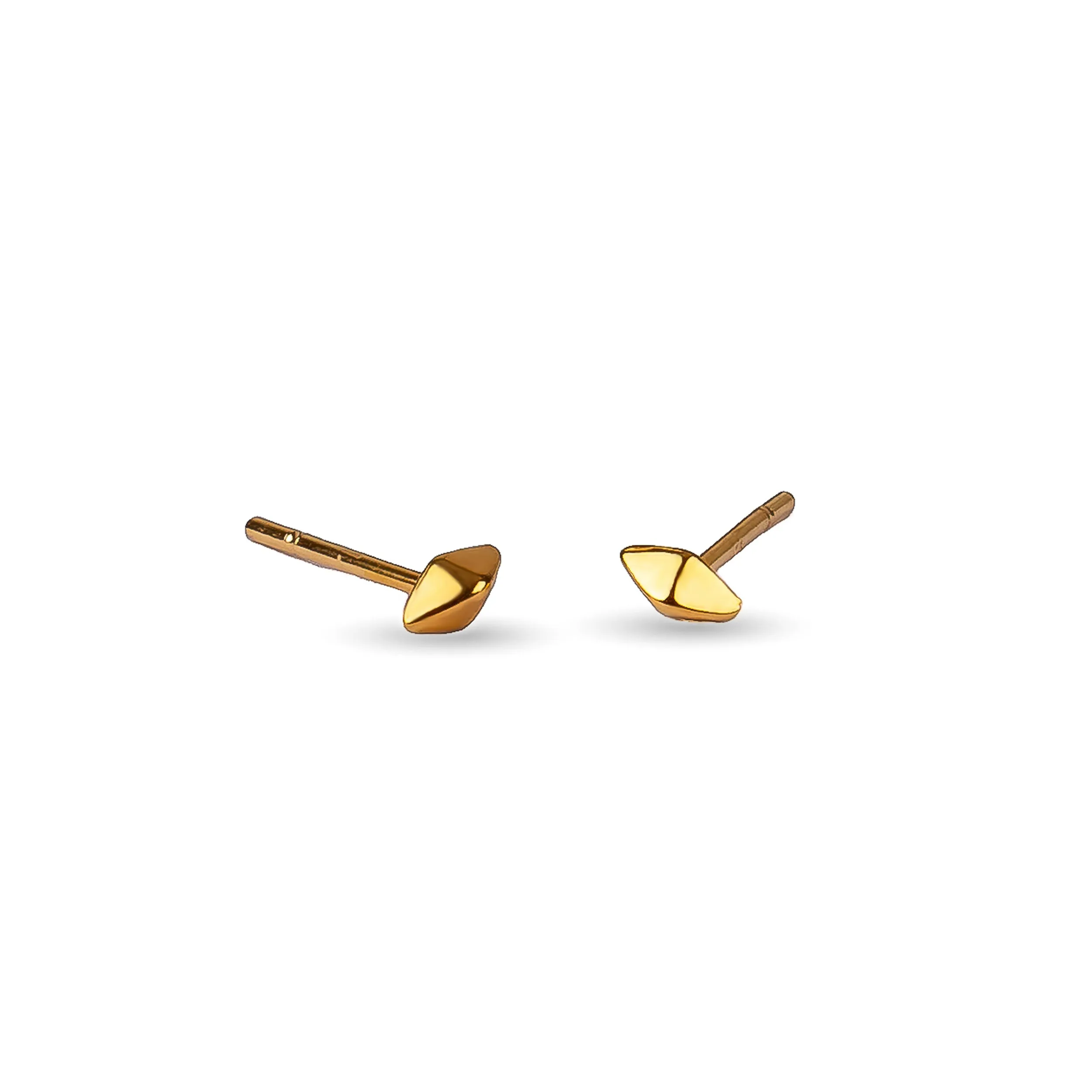 Tiny Rhombus Stud Earrings in Silver with 24ct Gold sold by Henryka