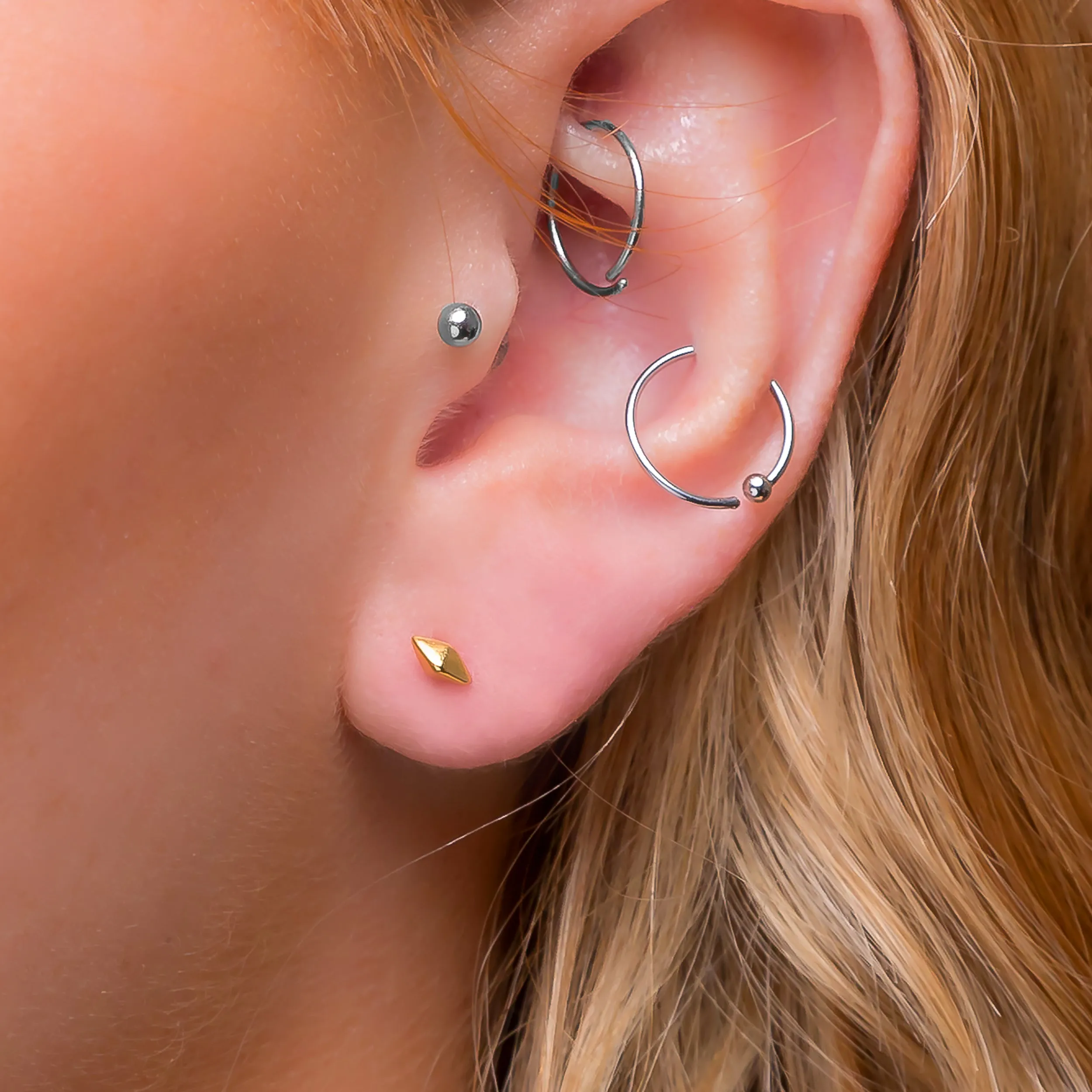 Tiny Rhombus Stud Earrings in Silver with 24ct Gold sold by Henryka product image thumbnail 2