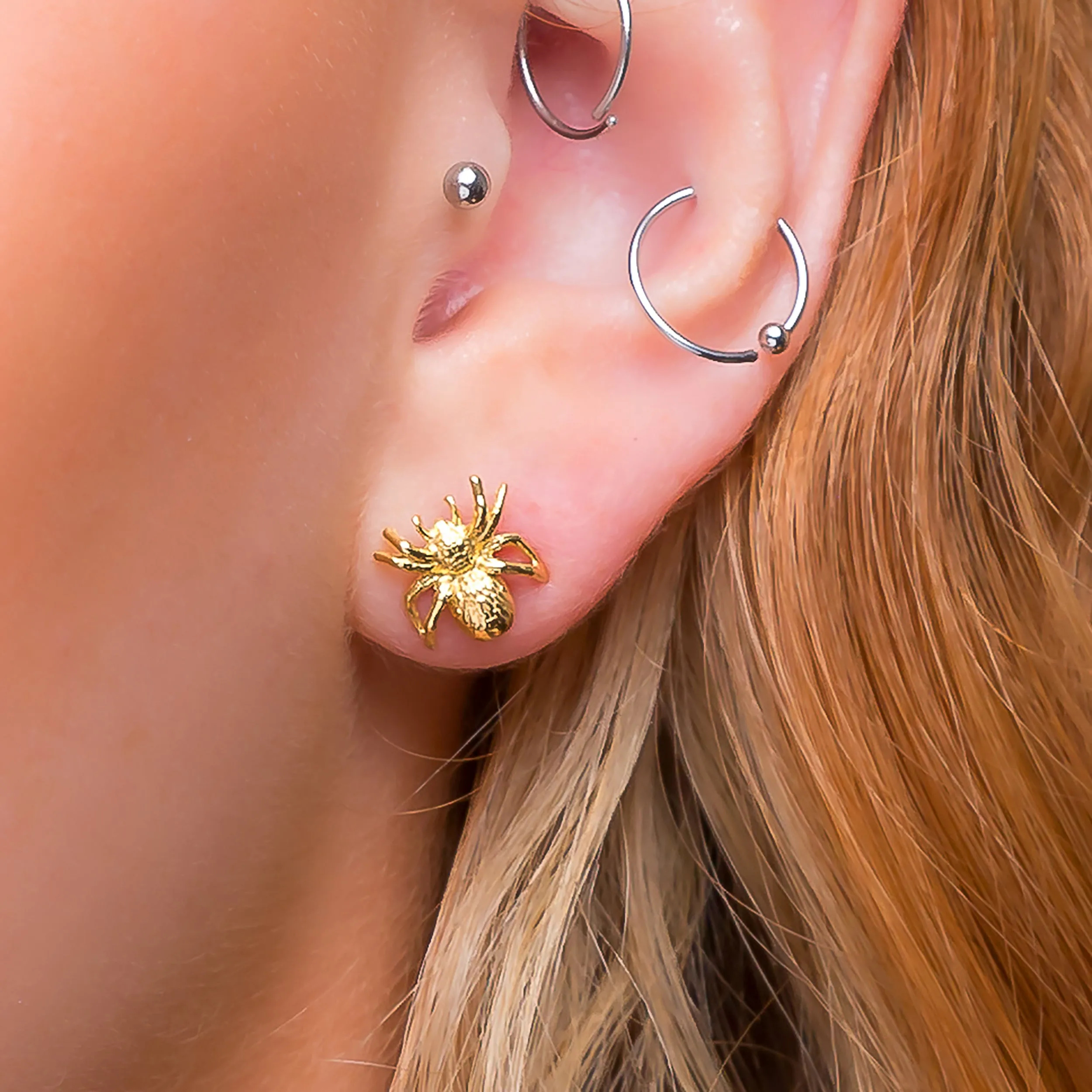 Tarantula Spider Stud Earrings in Silver with 24ct Gold sold by Henryka product image thumbnail 2