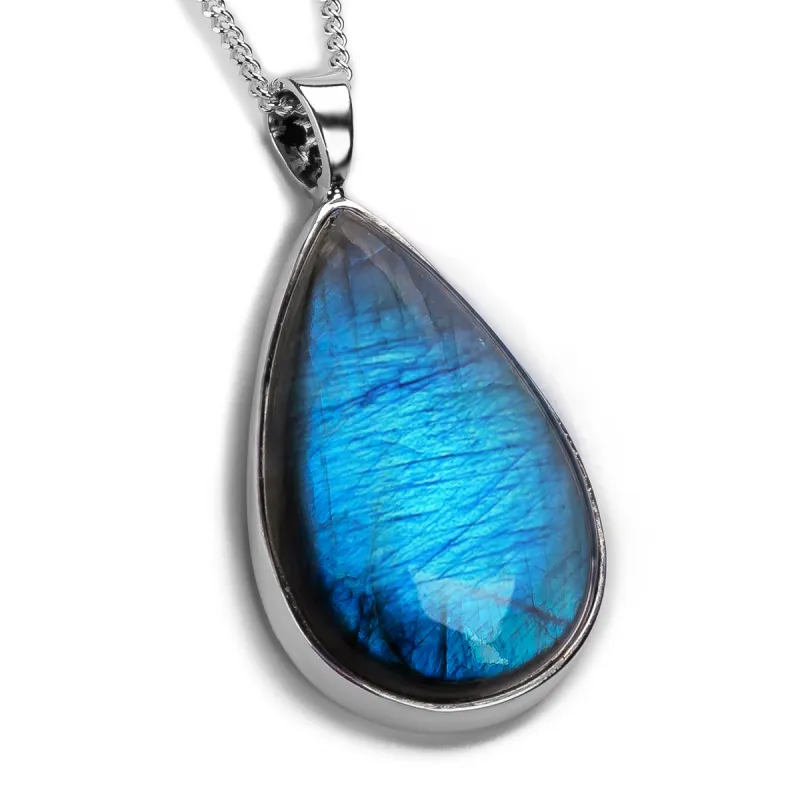 Teardrop Labradorite Gemstone Necklace - Natural Designer Gemstone sold by Henryka