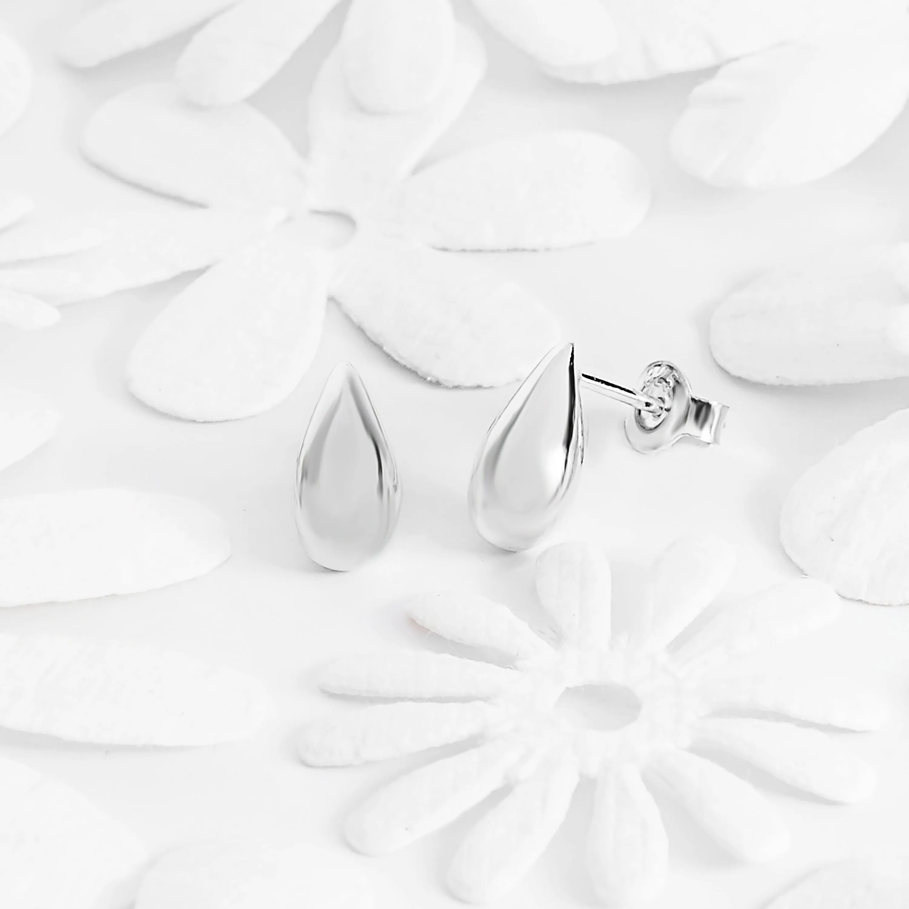 Silver Raindrop Stud Earrings sold by Henryka product image thumbnail 2