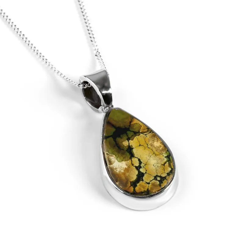 Teardrop Shape Tibetan Turquoise Necklace - Natural Designer Gemstone sold by Henryka
