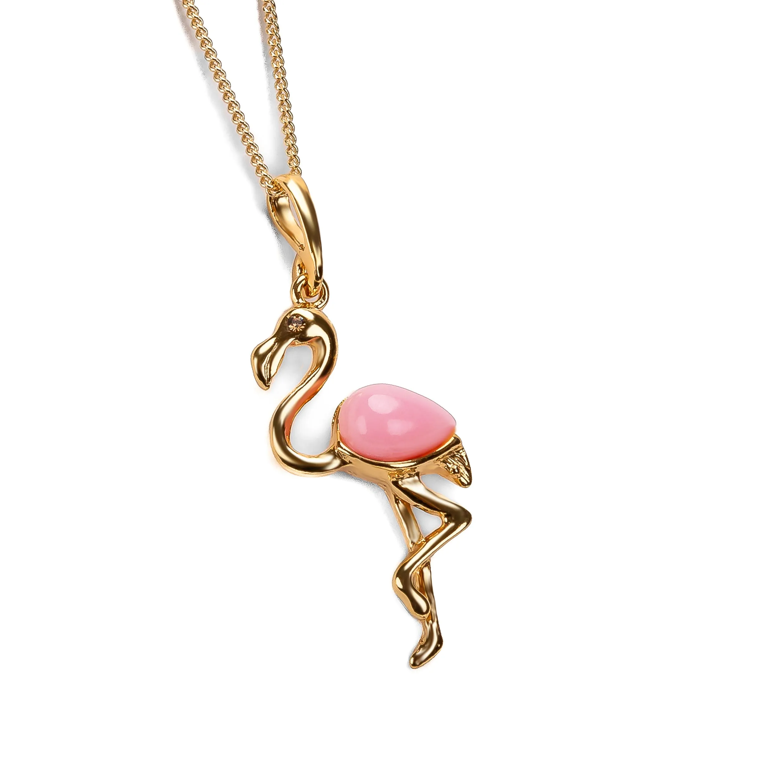 Flamingo Necklace in Silver with 24ct Gold and Pink Agate sold by Henryka