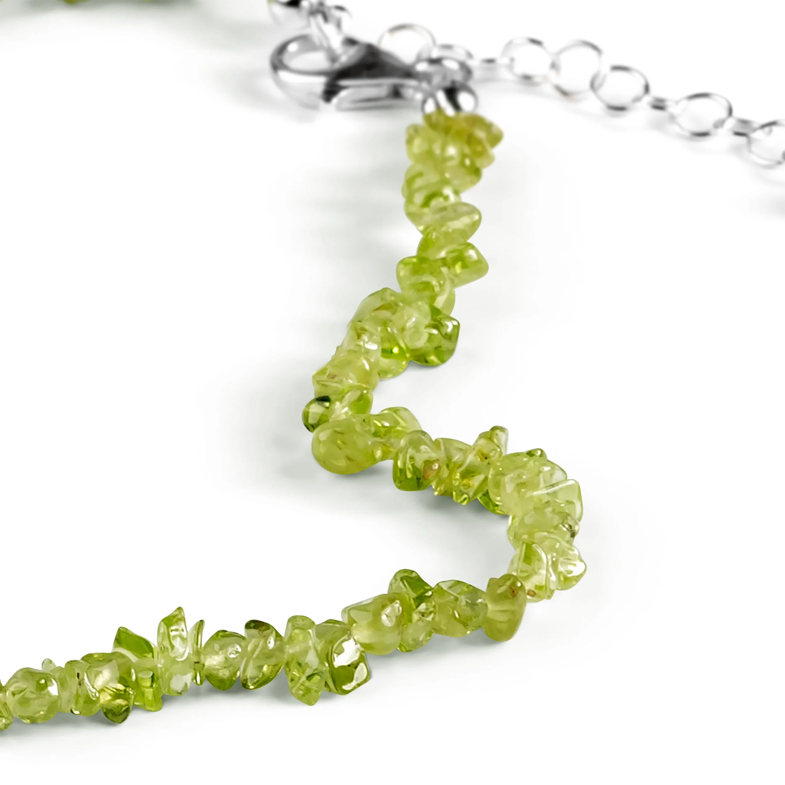 Mini Nugget Bead Necklace in Silver and Peridot sold by Henryka product image thumbnail 4