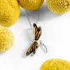 Golden Dragonfly Necklace in Silver and Amber sold by Henryka