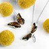 Golden Dragonfly Necklace in Silver and Amber sold by Henryka