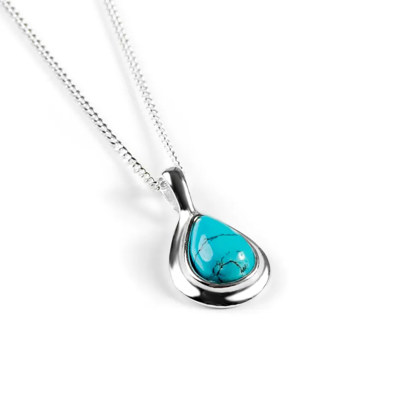 Classic Teardrop Necklace in Silver and Turquoise sold by Henryka