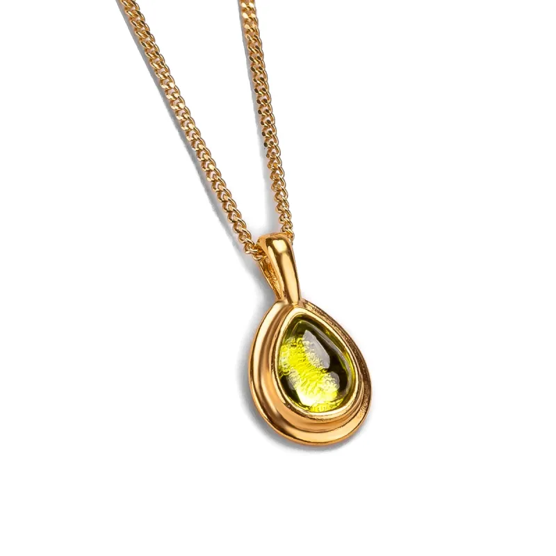 Classic Teardrop Necklace in Silver 24ct Gold & Peridot sold by Henryka