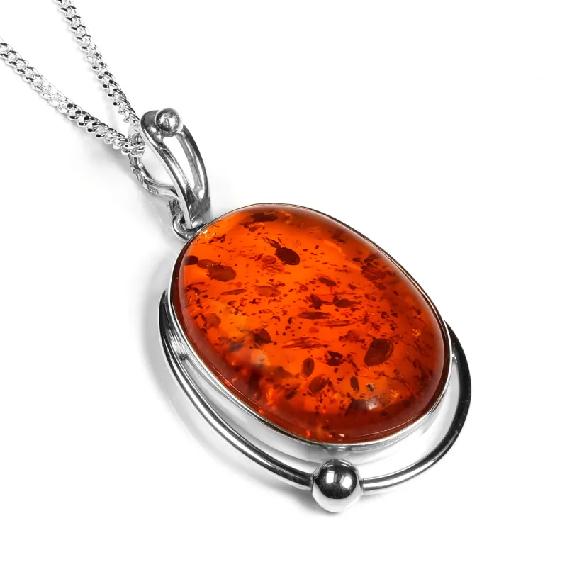 Simple & Beautiful Baltic Amber and Silver Necklace - Natural Designer Gemstone sold by Henryka