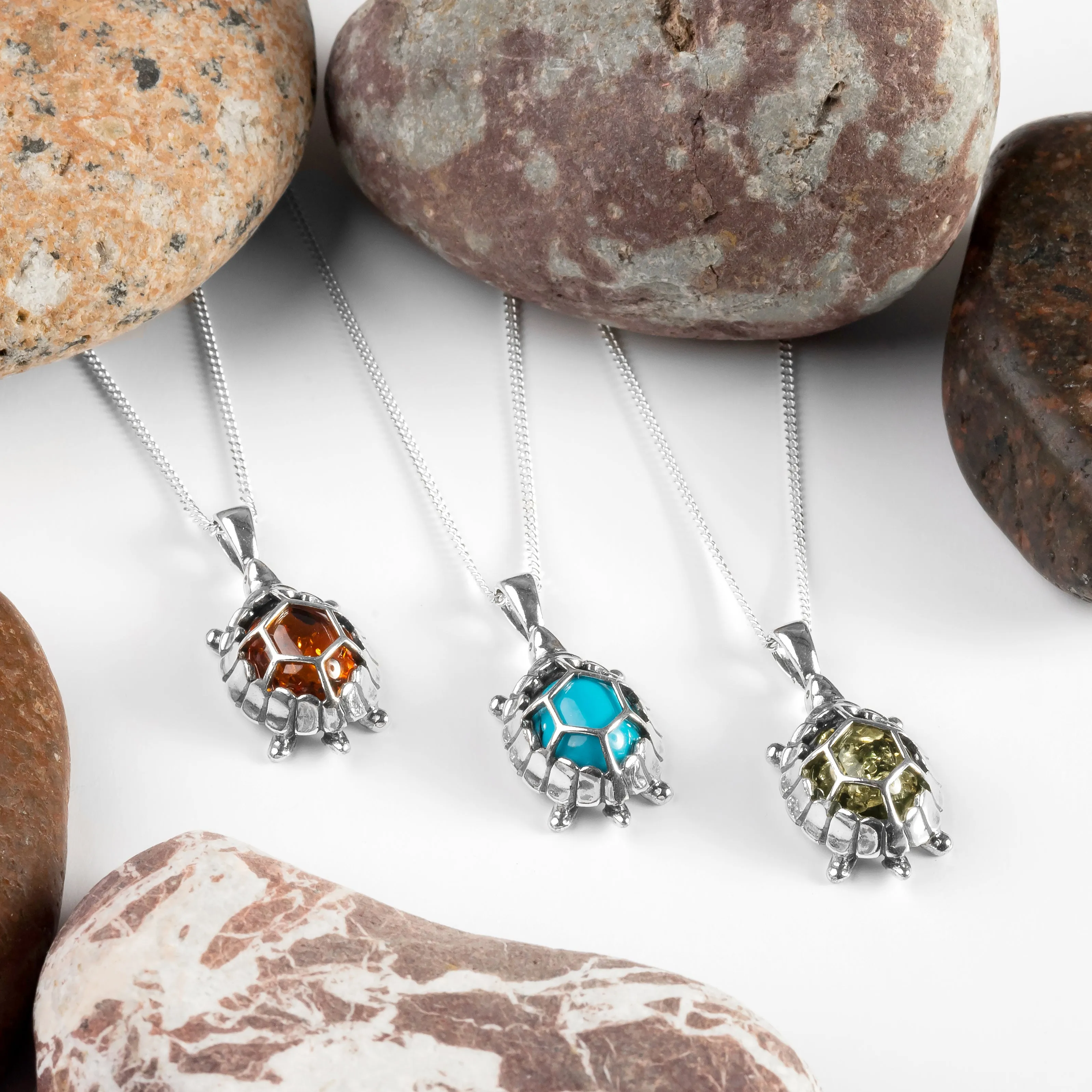 Turtle / Tortoise Necklace in Silver and Cognac Amber sold by Henryka product image thumbnail 5