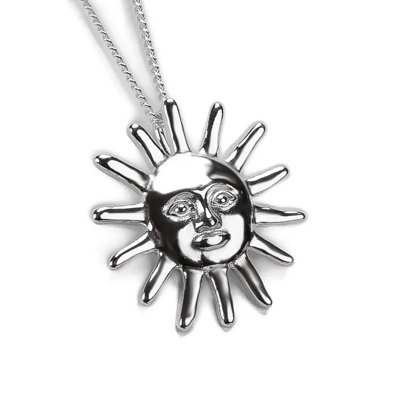 Sun Face Necklace in Silver sold by Henryka
