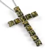 Statement Cross Necklace in Silver and Green Amber sold by Henryka