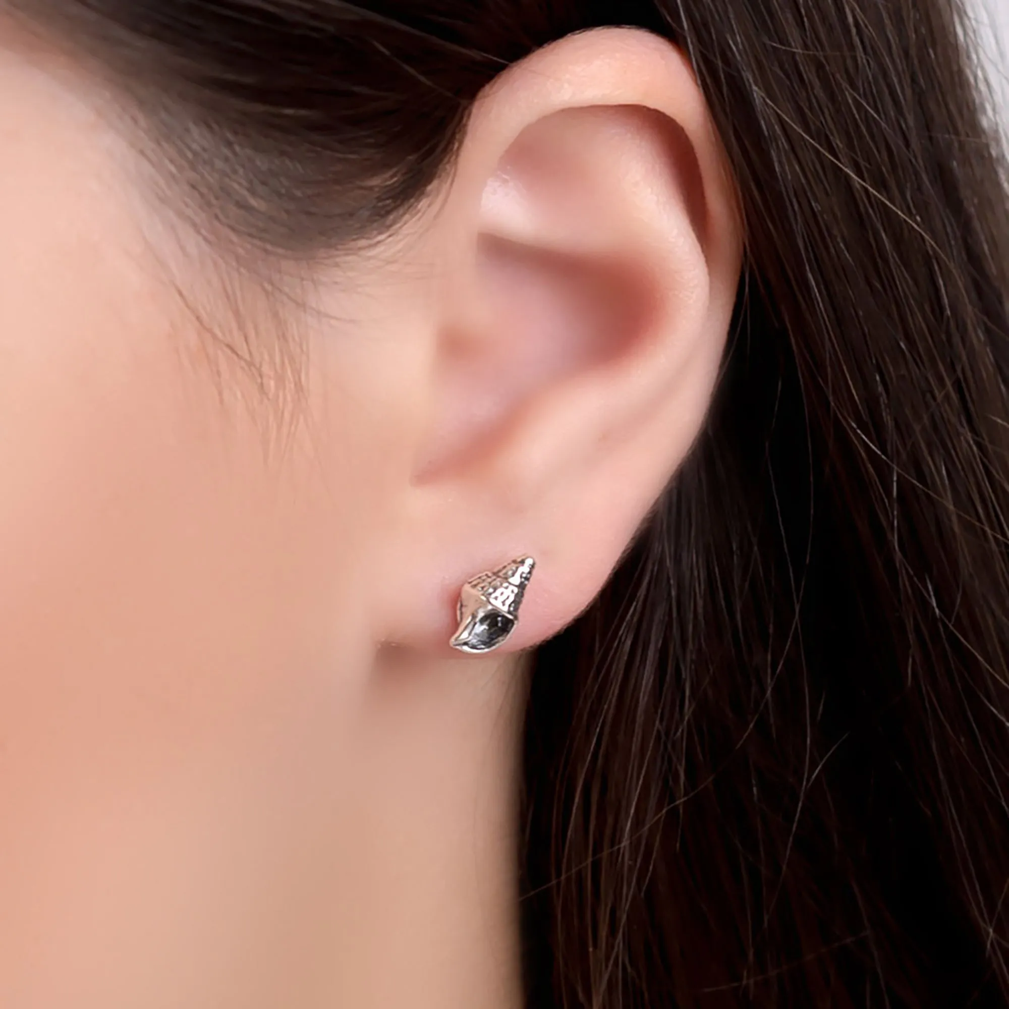 Sea Shell / Seashell Stud Earrings in Silver sold by Henryka product image thumbnail 2