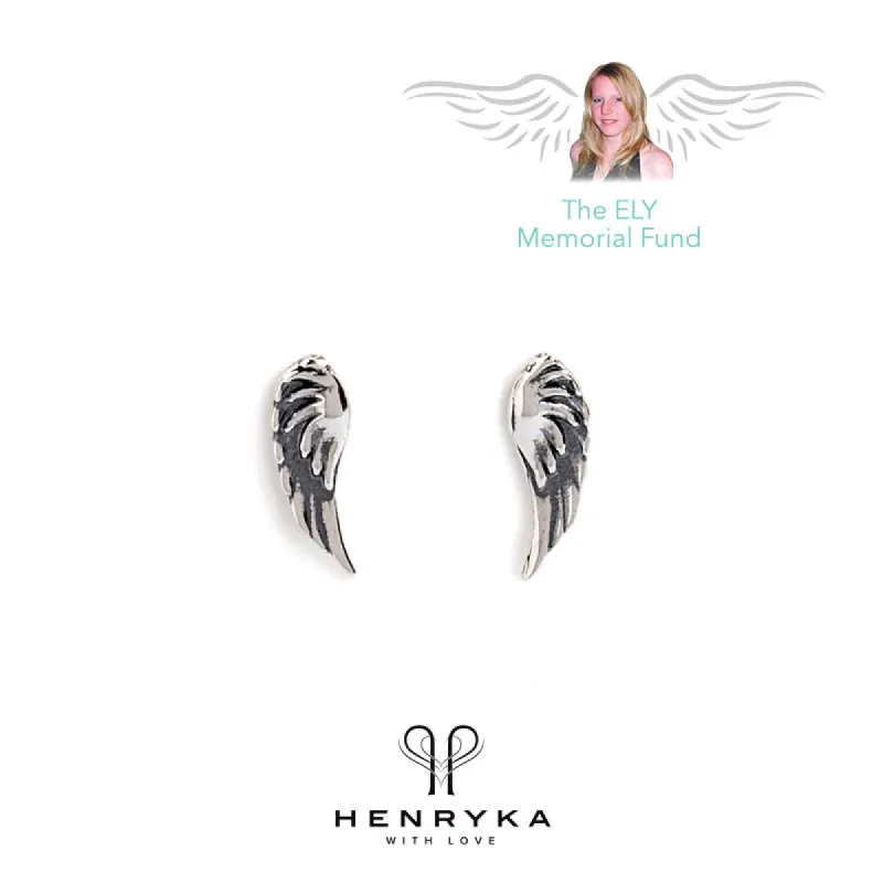 Angel Wing Stud Earrings in Silver sold by Henryka