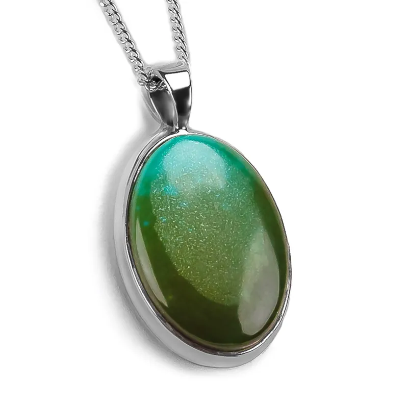 Oval Tibetan Turquoise Necklace -Natural Designer Gemstone sold by Henryka