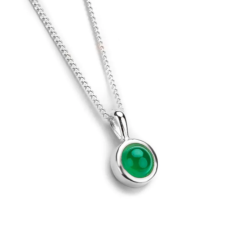 Round Charm Necklace in Silver and Green Onyx sold by Henryka