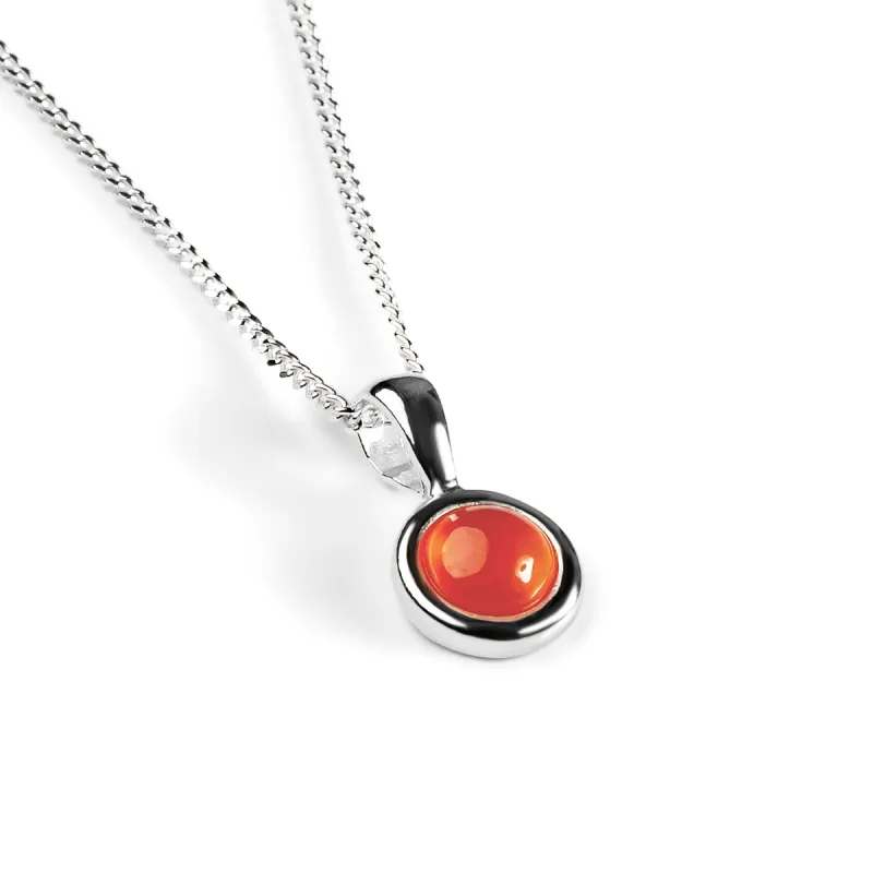 Round Charm Necklace in Silver and Carnelian sold by Henryka