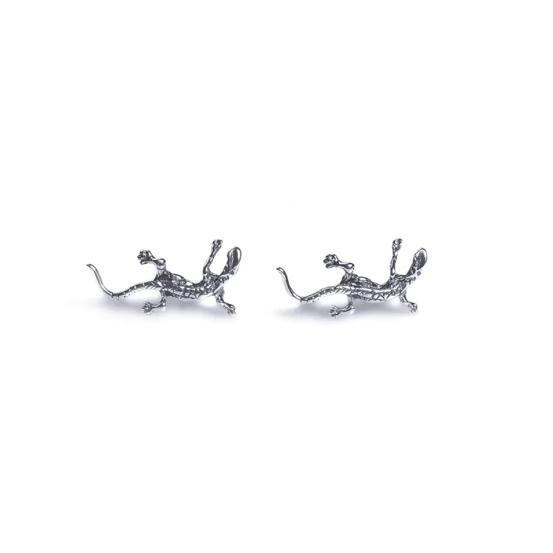 Lizard Stud Earrings in Silver sold by Henryka