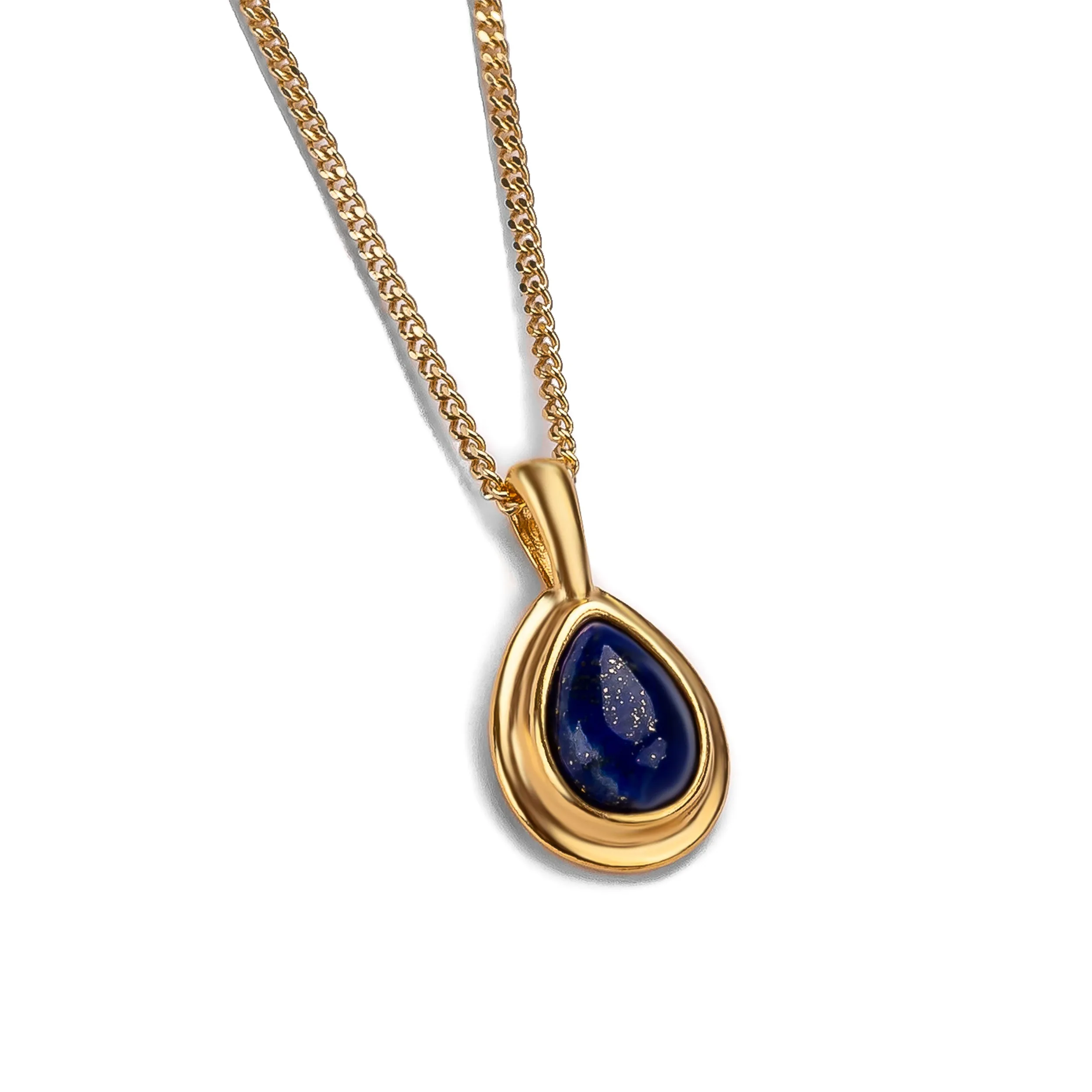 Classic Teardrop Necklace in Silver with 24ct Gold and Lapis Lazuli sold by Henryka