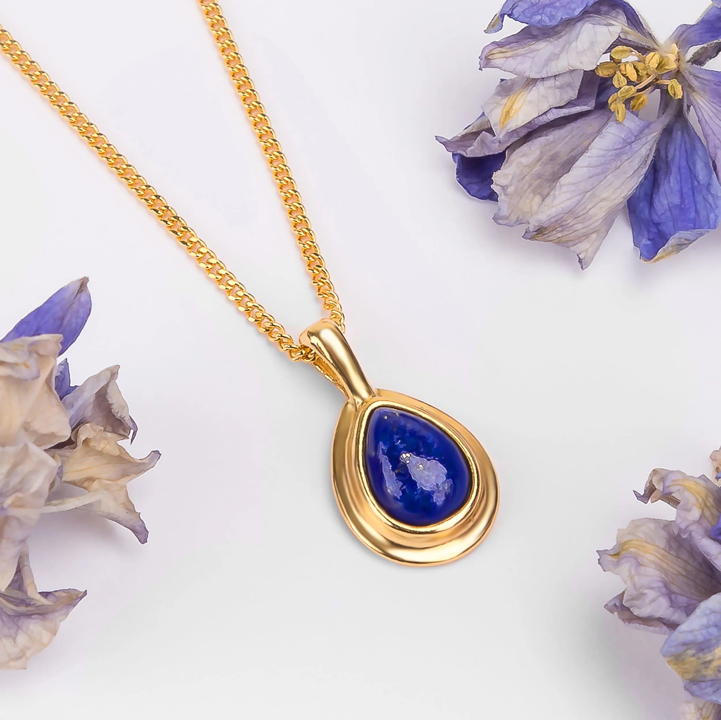Classic Teardrop Necklace in Silver with 24ct Gold and Lapis Lazuli sold by Henryka product image thumbnail 4