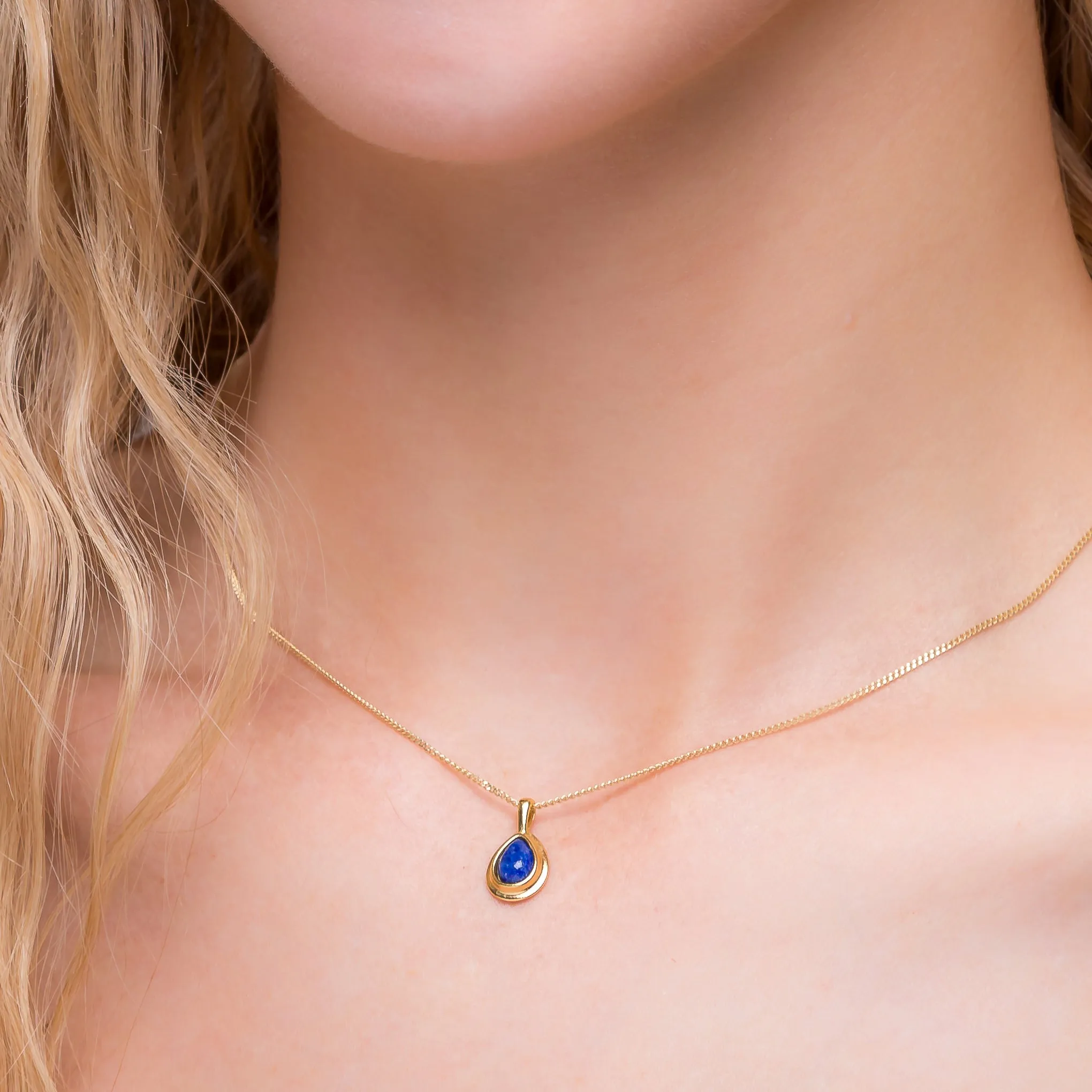 Classic Teardrop Necklace in Silver with 24ct Gold and Lapis Lazuli sold by Henryka product image thumbnail 2