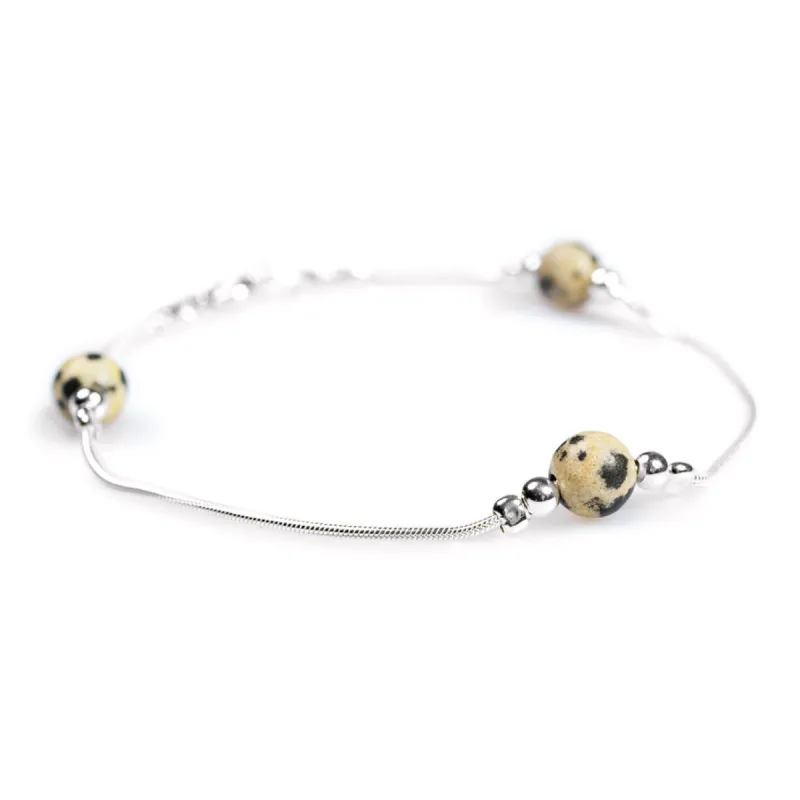 Bead Bracelet in Silver and Dalmatian Jasper sold by Henryka
