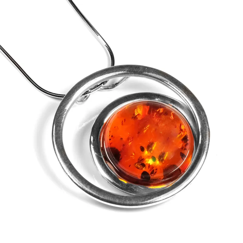 Unisex Baltic Amber and Silver Necklace - Natural Designer Gemstone sold by Henryka