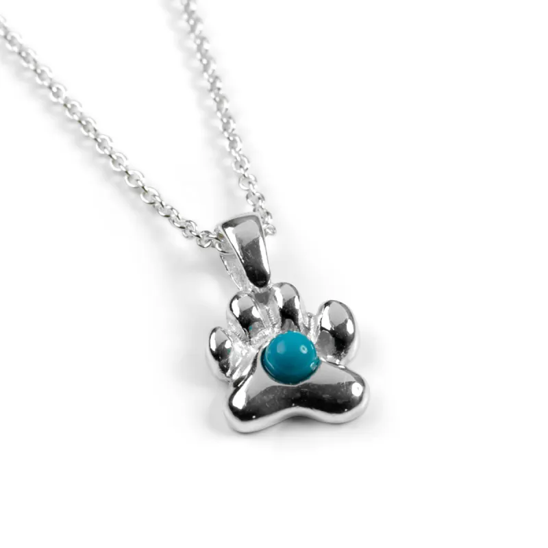 Paw Print Necklace in Silver and Turquoise sold by Henryka