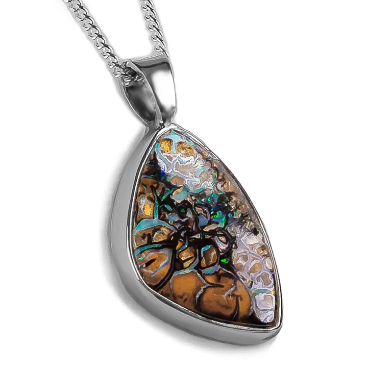 Australian Queensland Boulder Opal Necklace -  Natural Designer Gemstone sold by Henryka