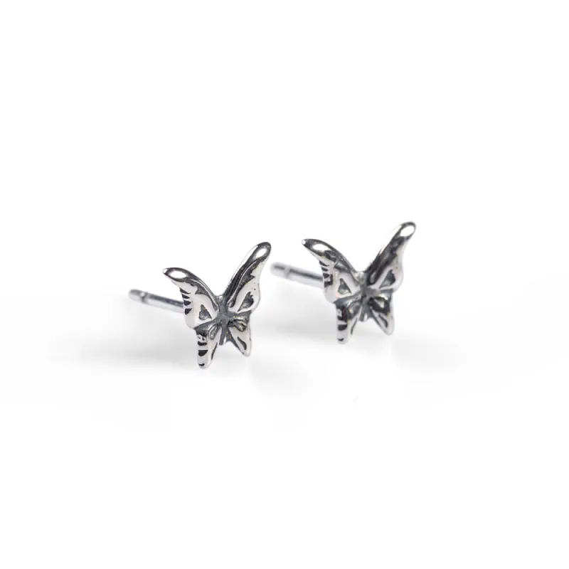 Miniature Butterfly Stud Earrings in Silver sold by Henryka