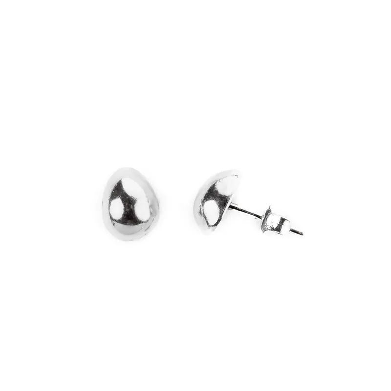 Pebble Stud Earrings in Silver sold by Henryka
