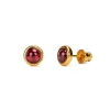 Small Round Stud Earrings in Silver and Garnet sold by Henryka