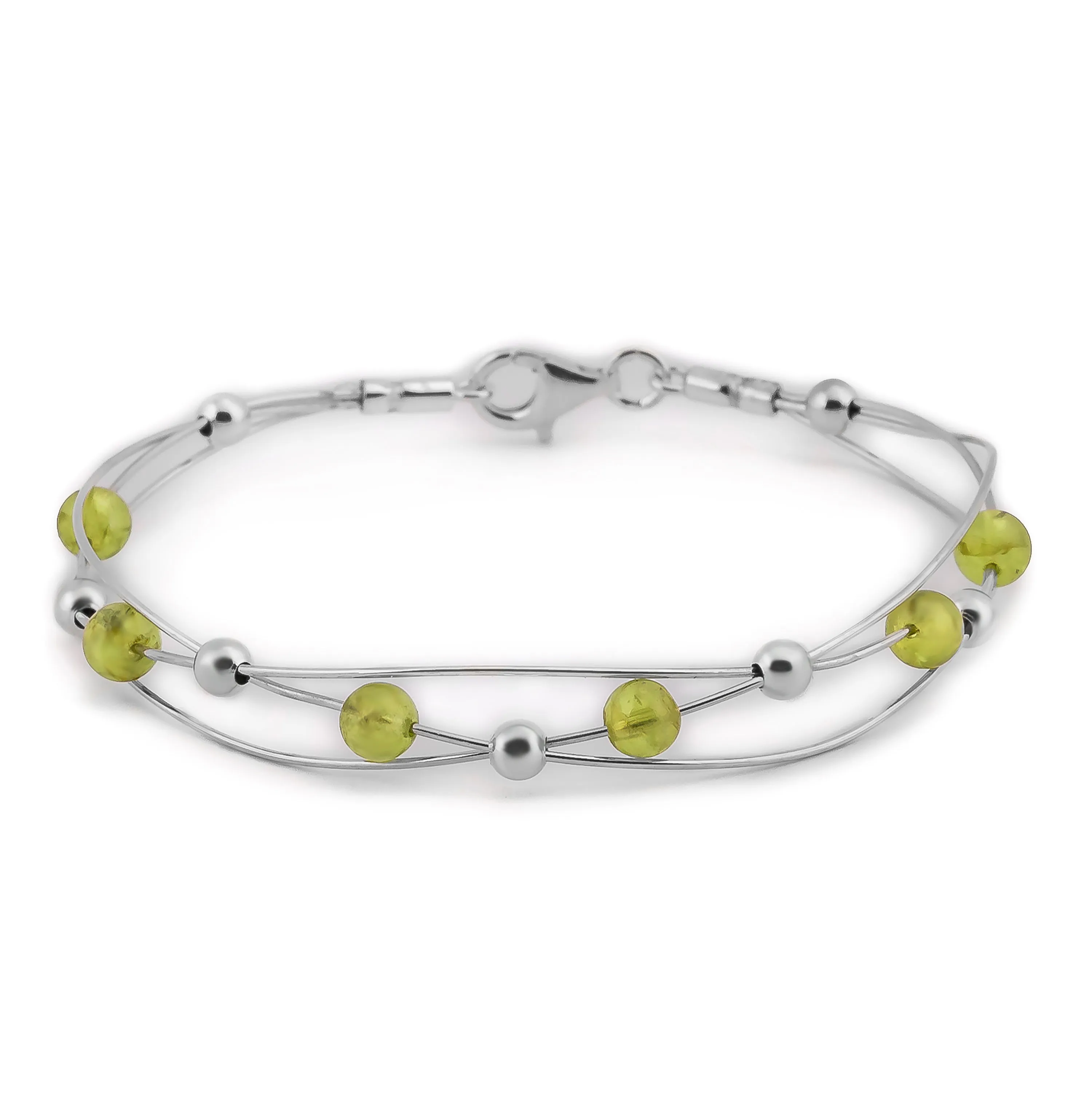 Weaved Bangle in Silver and Peridot sold by Henryka