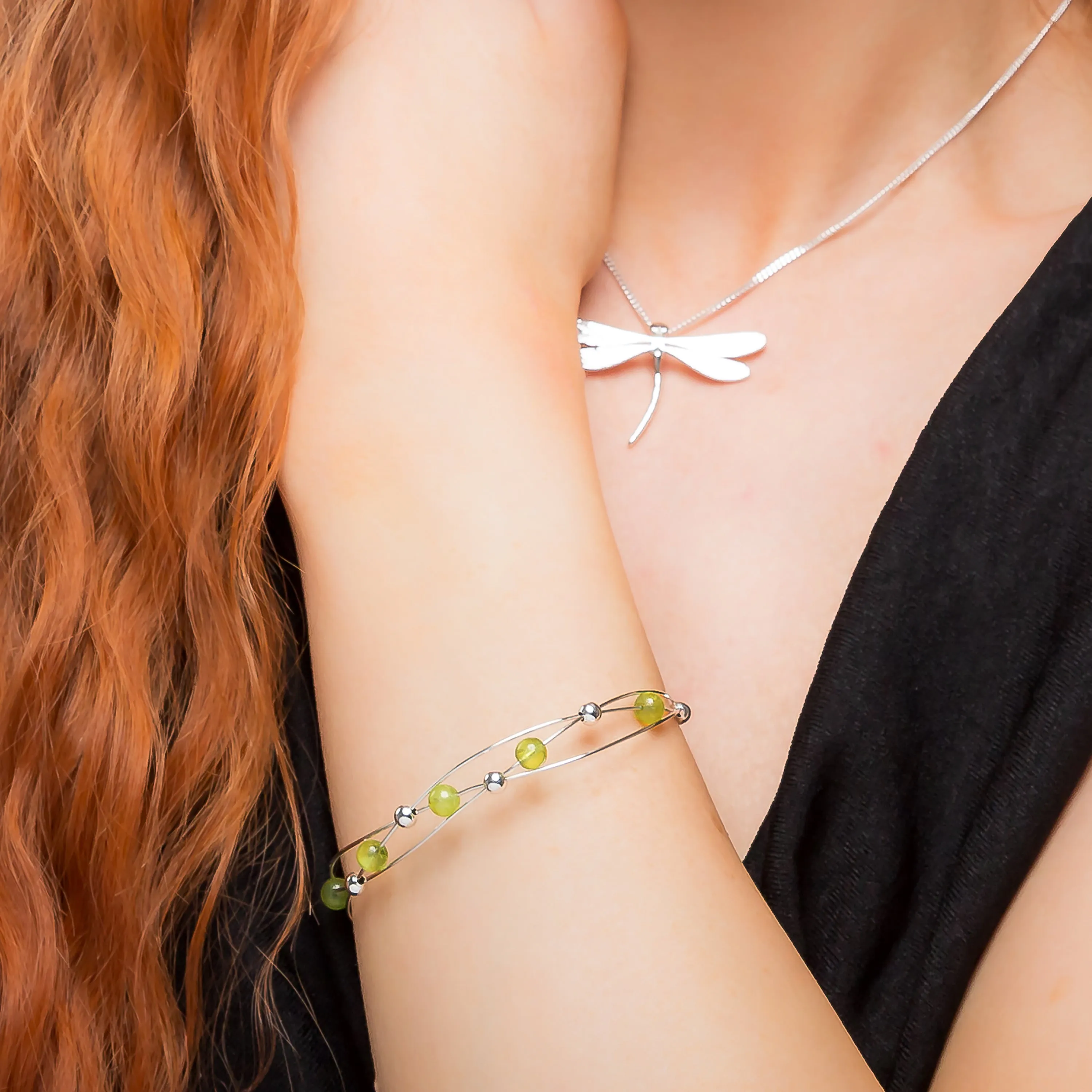 Weaved Bangle in Silver and Peridot sold by Henryka product image thumbnail 2