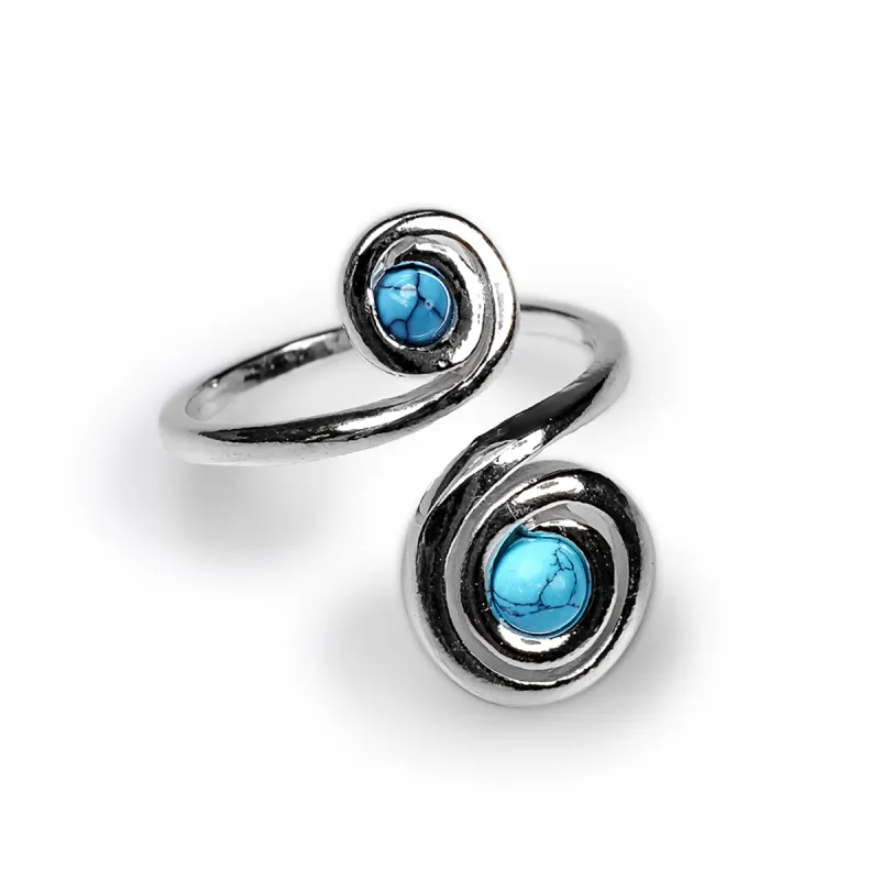 Spiral Design Ring in Silver and Turquoise sold by Henryka