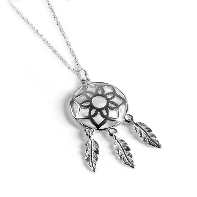 Miniature Dreamcatcher Necklace in Silver sold by Henryka