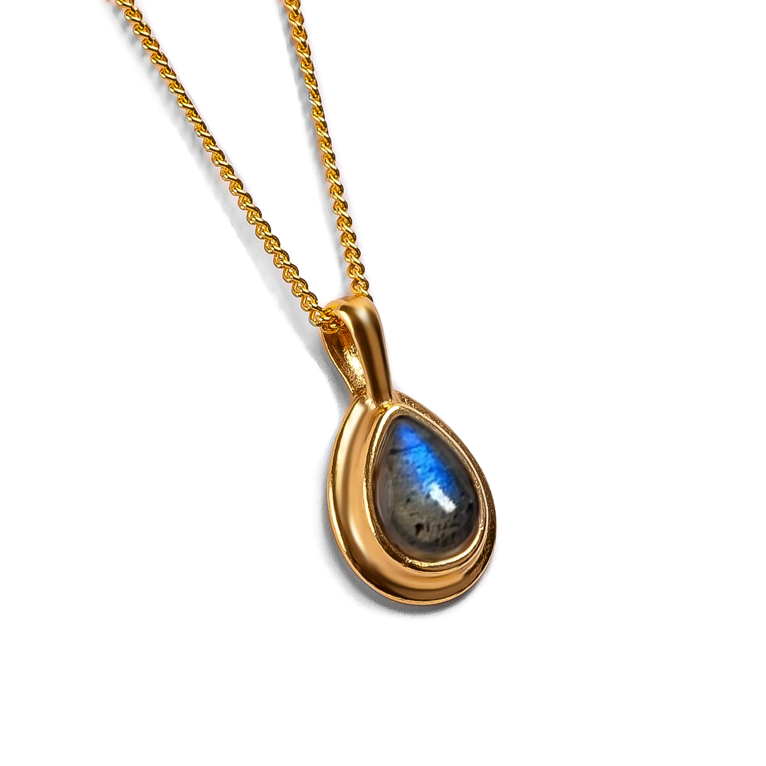 Classic Teardrop Necklace in Silver with 24ct and Labradorite sold by Henryka