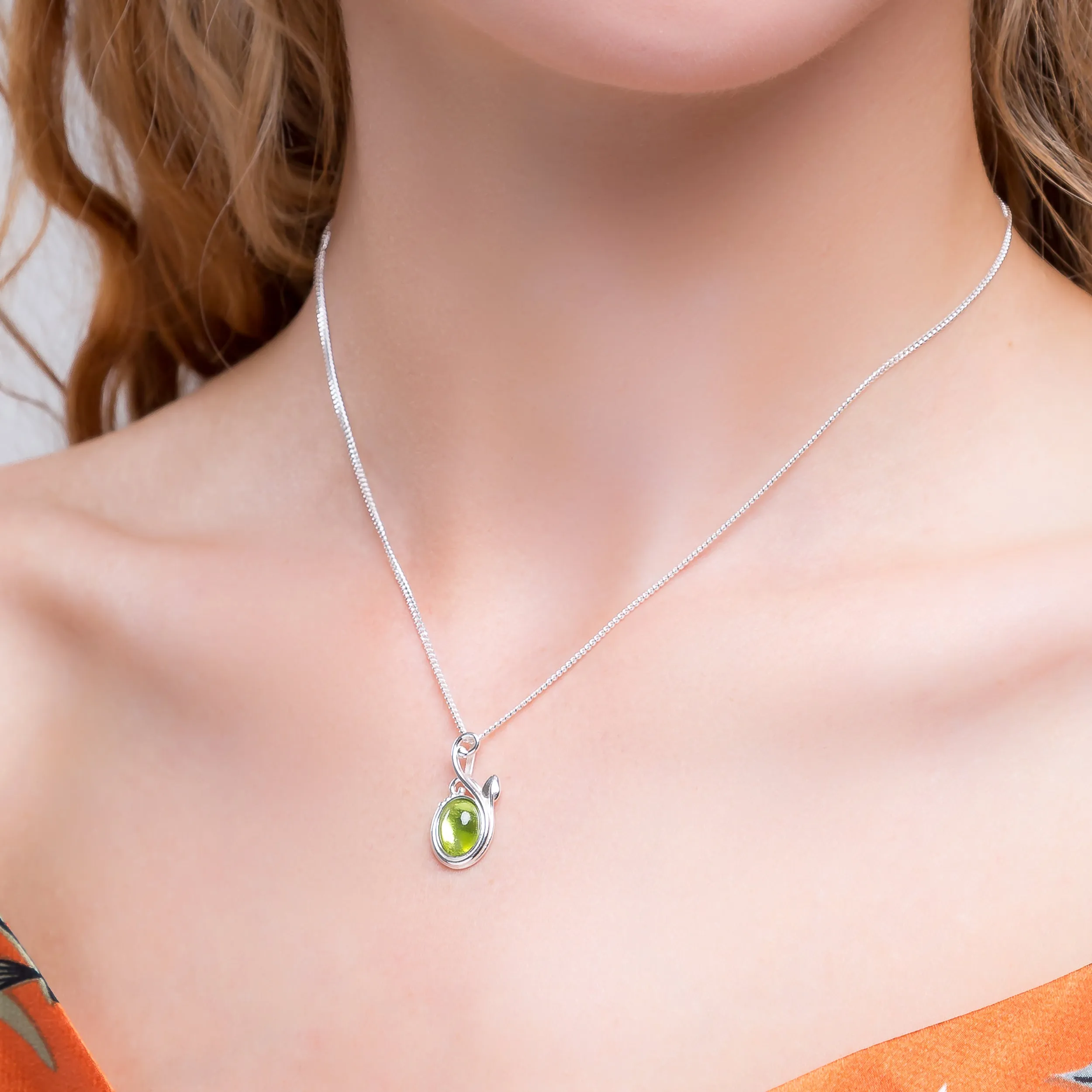 Leaf Motif Necklace in Silver and Peridot sold by Henryka product image thumbnail 2