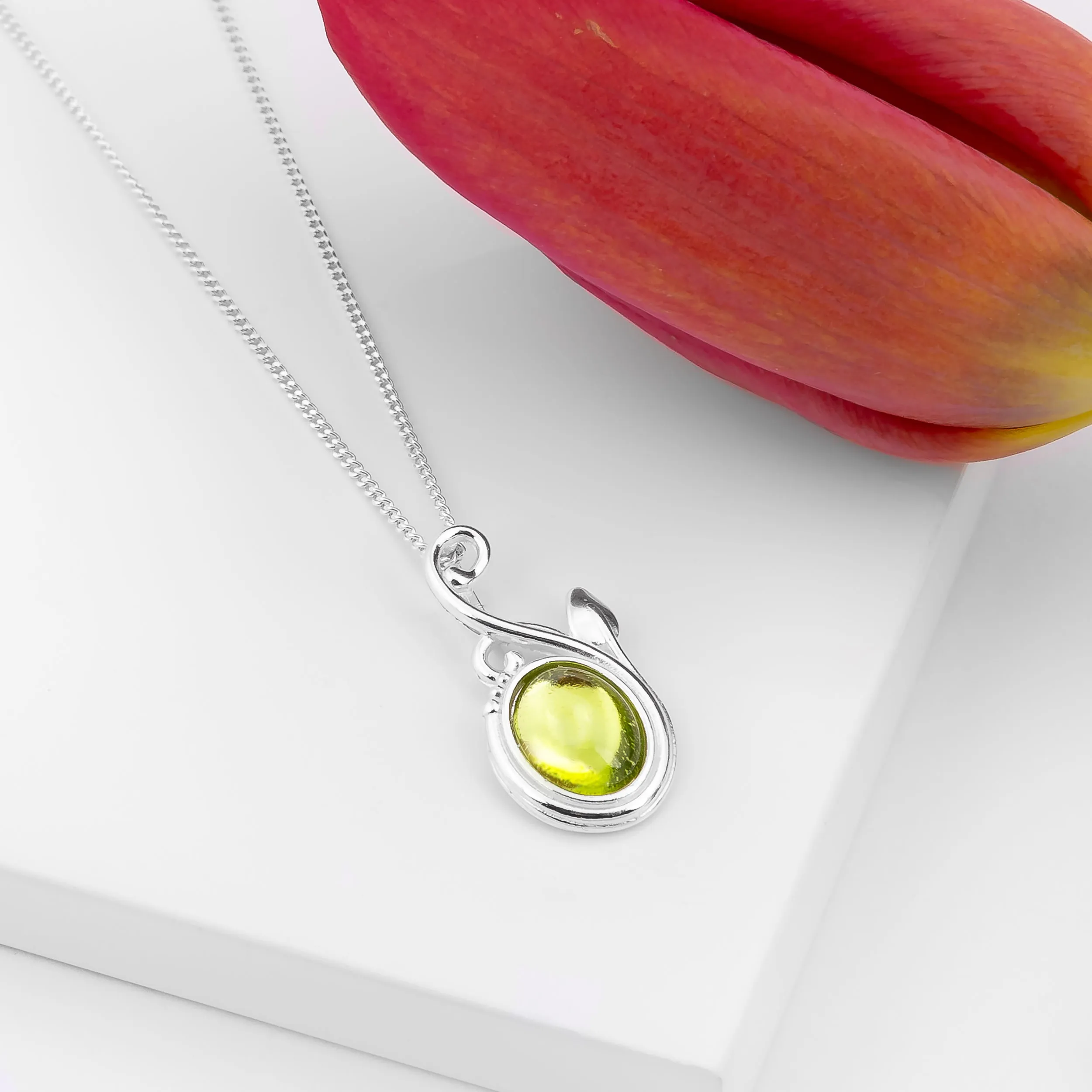 Leaf Motif Necklace in Silver and Peridot sold by Henryka product image thumbnail 5