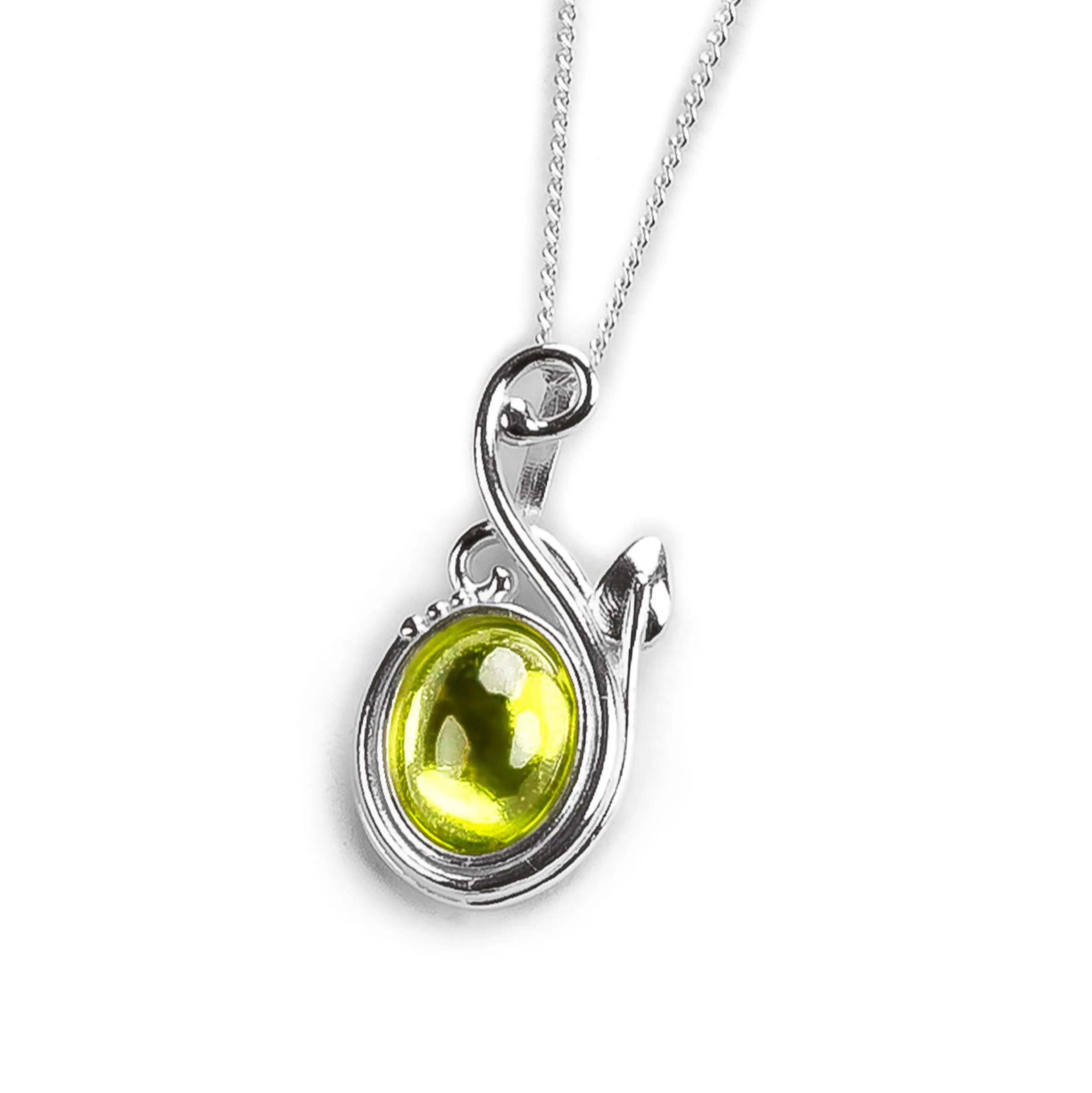 Leaf Motif Necklace in Silver and Peridot sold by Henryka