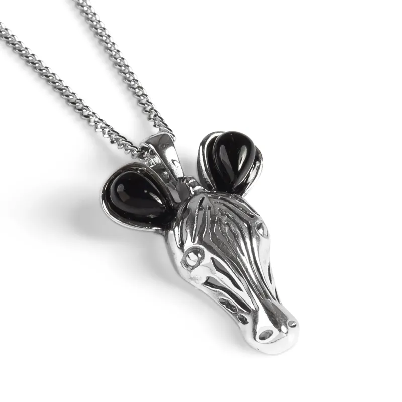 Zebra Necklace in Silver and Cherry Amber sold by Henryka