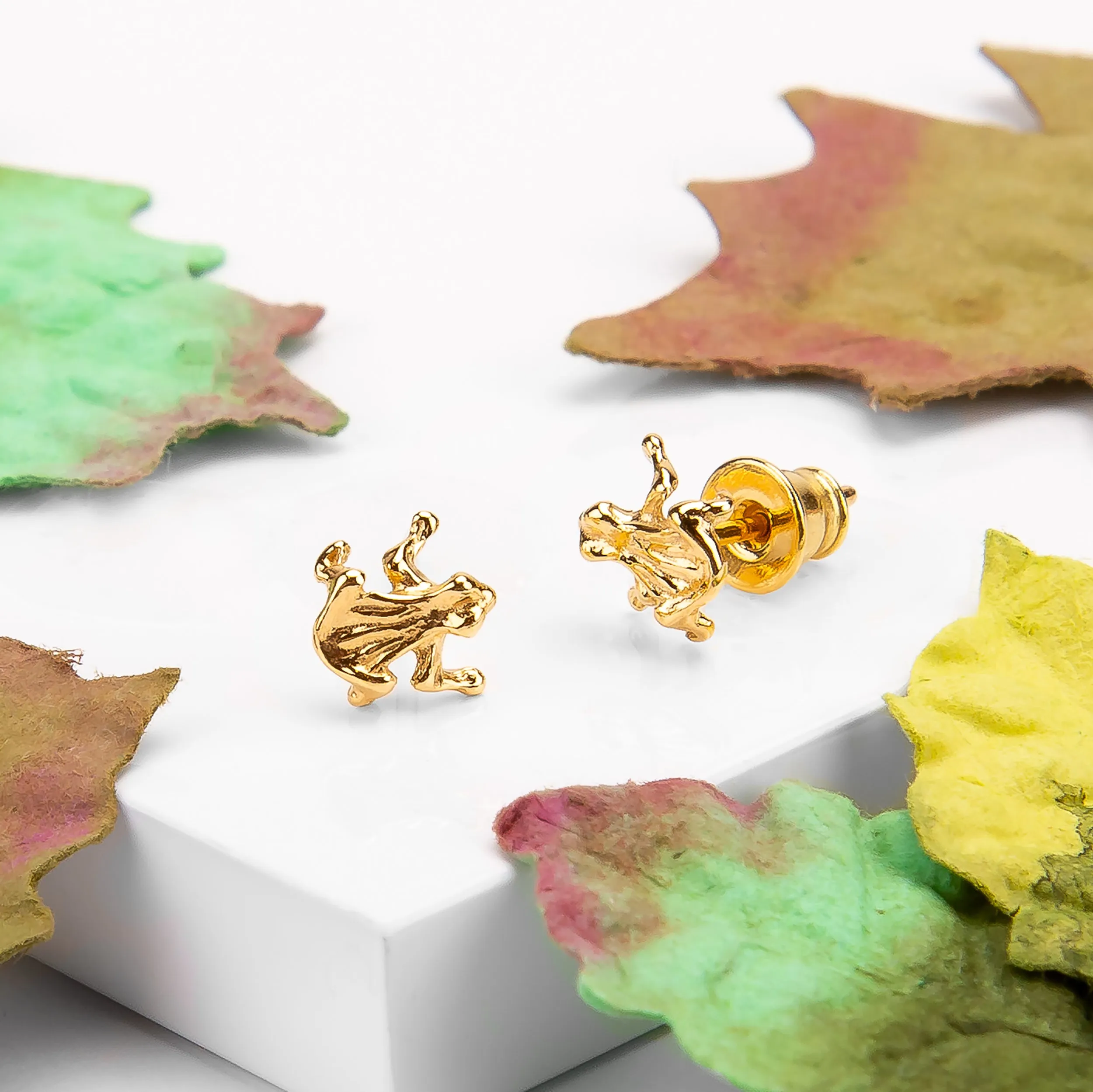Frog Stud Earrings in Silver with 24ct Gold sold by Henryka product image thumbnail 4