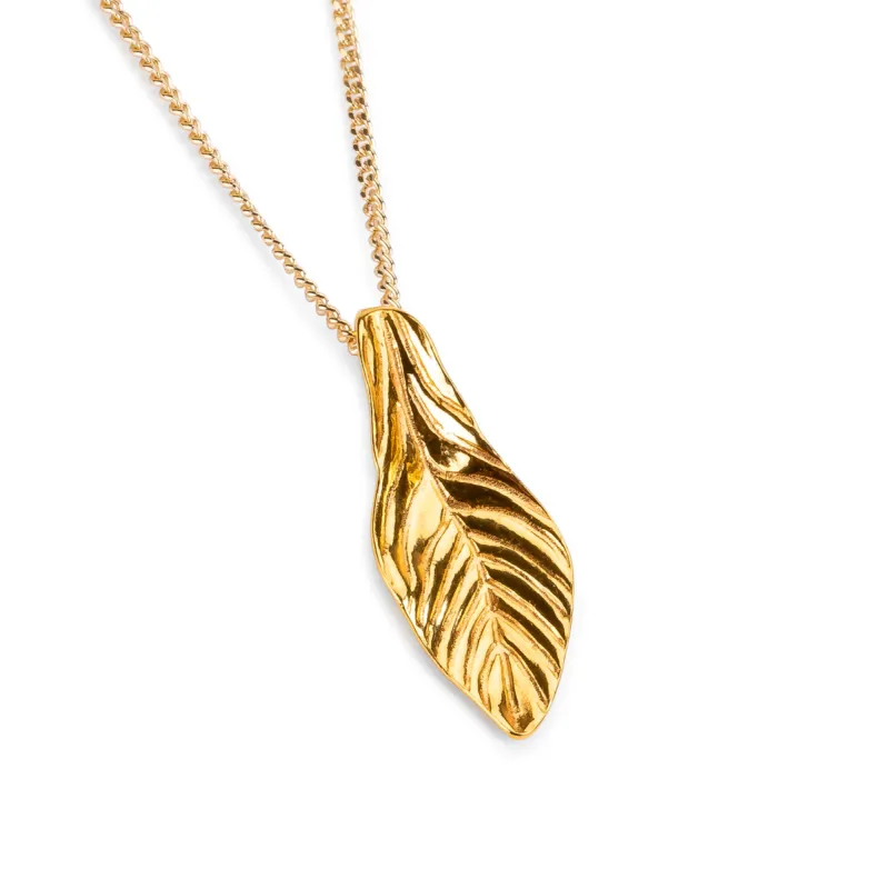 Carved Leaf Necklace in Silver with 24ct Gold sold by Henryka