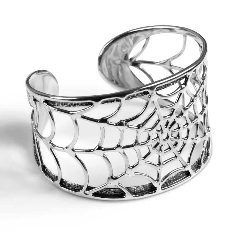 Handmade Spider Web Bangle in Silver sold by Henryka