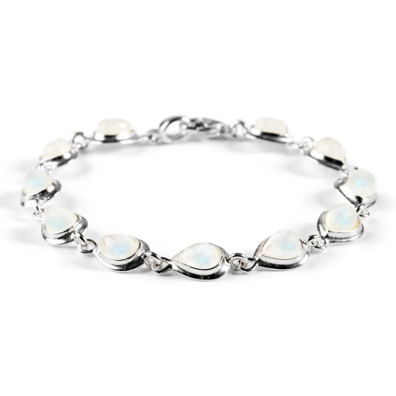 Classic Teardrop Link Bracelet in Silver and Moonstone sold by Henryka