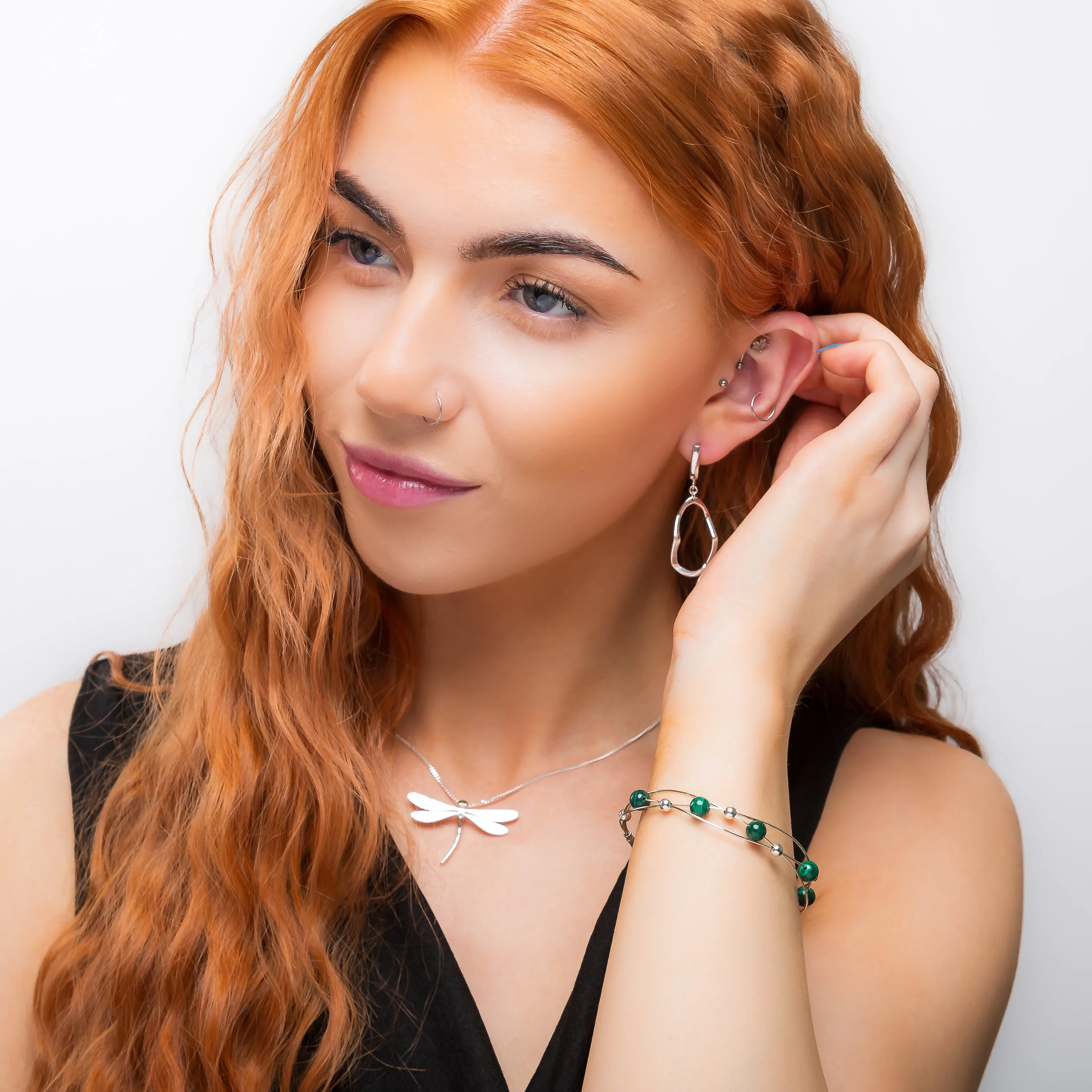 Weaved Bangle in Silver and Malachite sold by Henryka product image thumbnail 3