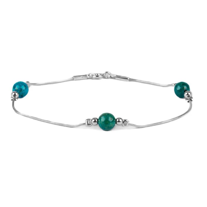 Bead Bracelet in Silver and Natural Turquoise sold by Henryka