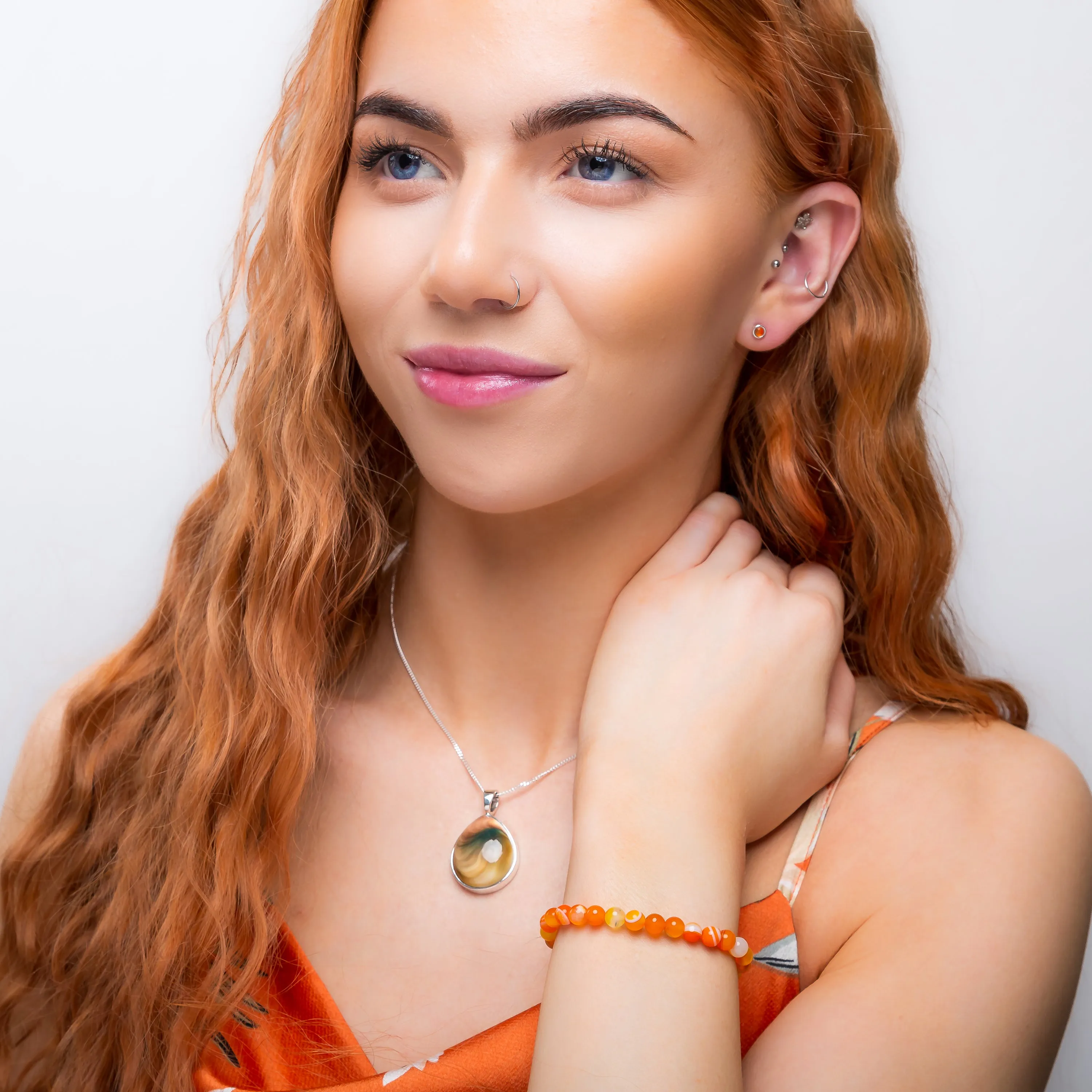 Stretch Bead Bracelet in Carnelian. sold by Henryka product image thumbnail 3
