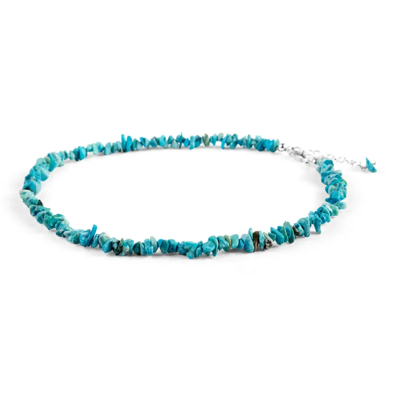 Mini Nugget Bead Necklace in Silver and Natural Turquoise sold by Henryka